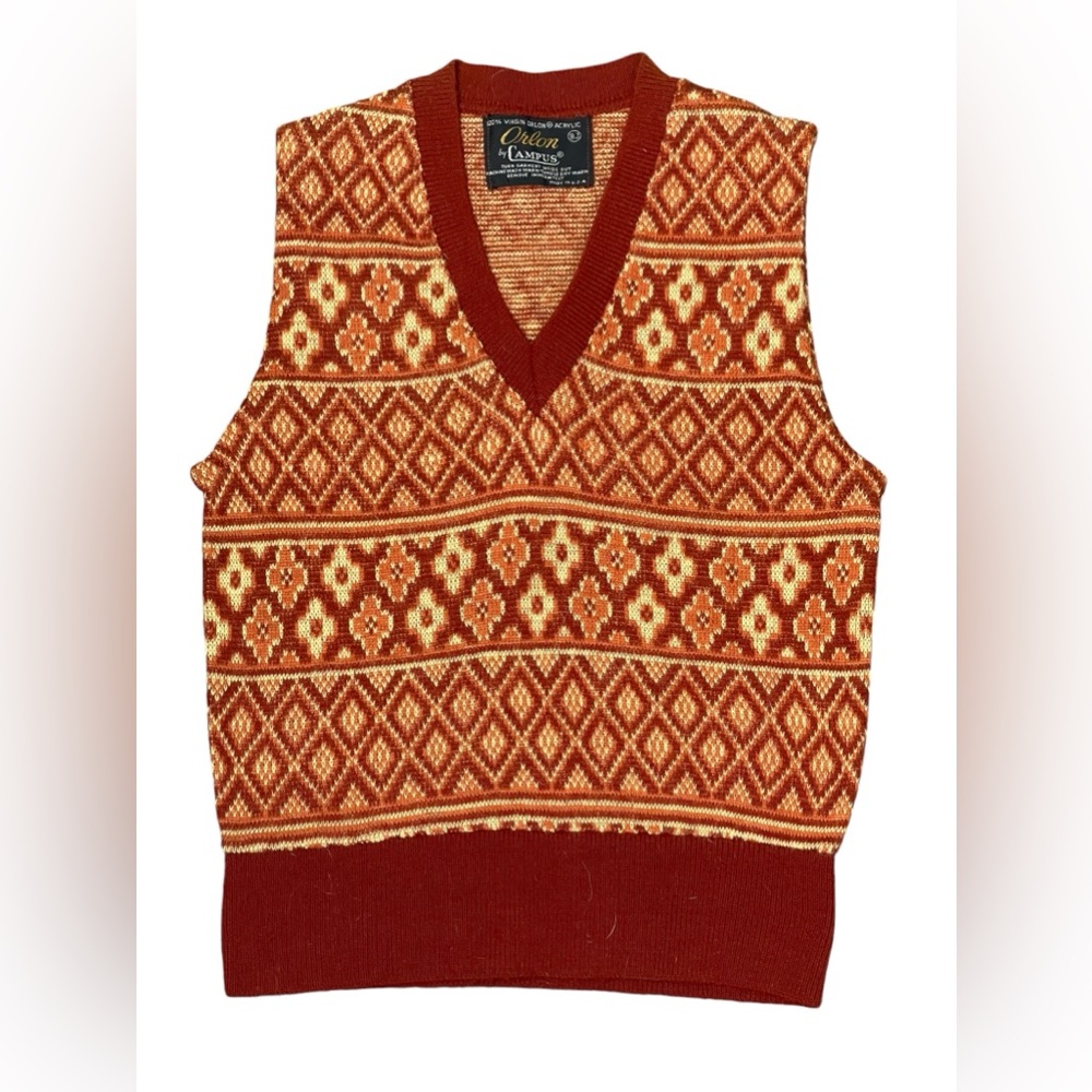 Vintage Orlon by CAMPUS Child Vest Sweater 100% Virgin Orlon